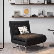 [NEW!]Single Folding Leisure Chair Dual-Use Sofa Bed Black Sofa Chair Balcony Recliner Retro Cream Style Home