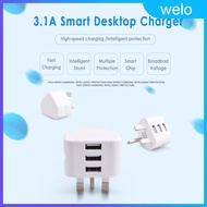 UK Wall Plug Adapter Charger 3 Pin Plug Portable Fast Charger Power Energy-saved Environmental Protection With 1/2/3 USB Ports For Mobile Phone Tablets