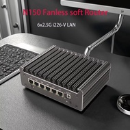cheapest Fanless Intel 12th Gen N150 Soft Router Quad Core Mini PC 6 intel i226-V LAN DDR4 HDMI DP T