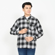 KEMEJA BOY MOM Flannel Shirt with Young Man Motif, Premium Imported Wool Material