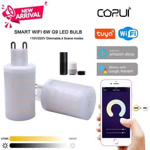 CORUI Tuya G9 Dimmable Smart Light G9 WiFi 6W LED Lamp Bulb Intelligent Light 220~240V Support Alexa