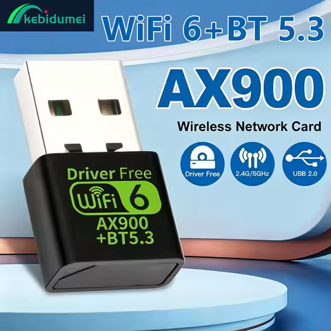 Kebidumei AX900 USB WiFi 6 Bluetooth 5.3 Adapter USB Dongle Dual Band 2.4G&5GHz WiFi Network Wireles