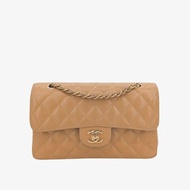 CHANEL Vintage Beige Caviar Leather 23cm Classic Flap Bag