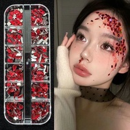 Halloween Makeup Red Special-Shaped Diamond Blood Tears Makeup Red Diamond Face Stickers Black Red G