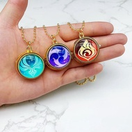 JOLT Genshin Pocket Watch COS Accessory Anime Merchandise Necklace Watch Fashion Clamshell Type Pendant Chain Watch Student