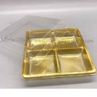Plastic Box Square E-44 Clear Cover 4-Slot Gold Base/50 Pieces