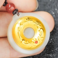 Wholesale Necklace Pure Gold Men Women Hetian Jade Pendant Pendant Transfer Jade Pendant Safe Buckle