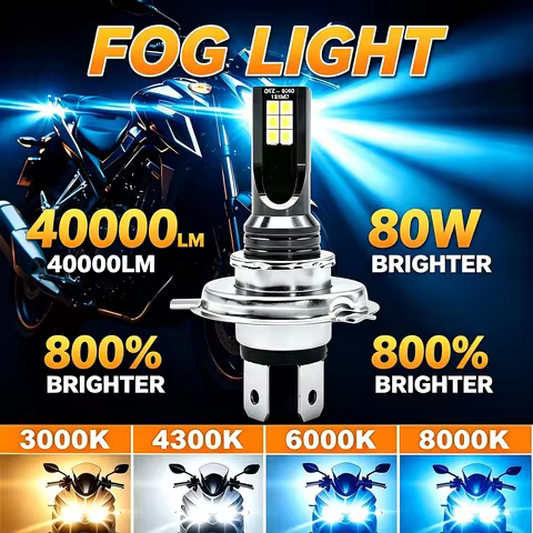 1PC H4 H7 LED headlight, H11 H8 H9 H10 H1 H3 motorcycle bulb, 9005 9006 fog lamp, 40000LM, 80W, 12V