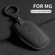Suede Car Remote Key Case Cover Shell For MG 4 2023 mg4 ev MG HS GT ZS EV ZX MG5 MG6 Holder Fob Prot
