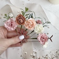 Rose hairpin Flower hair clip Bridal headwear Hair accessories 玫瑰花 髮簪 髮飾 頭飾