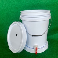 Bucket 20 L Food Grade With Faucet ถังหมักเบียร์ ถังหมักติดก๊อก 20 ลิตร สีขาวA พร้อมเจาะรูยางใส่Airl