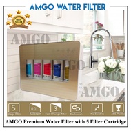 AMGO 5 Stage Alkaline Reverse Home Drinking Water Filter System Water Purifier