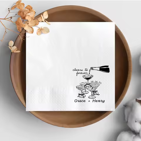 Personalized Wedding Napkins Personalized 20 Sheets Cheers To Forever Cocktail Napkins Wedding Suppl