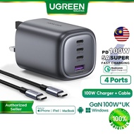 UGREEN 100W USB C Wall Charger 4 Port USB A GaN Adapter Quick Charge Macbook Pro M3 M2 iPad Pro M4 i