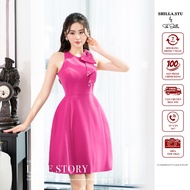 High-end designer pink dress with luxurious shoulder bow [Real photo] The Shilla-CG.H64B90.67D7.GAVA