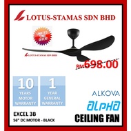 🌟FREE SHIPPING🌟 ALPHA ALKOVA EXCEL 3B 56" DC MOTOR CEILING FAN MATT BLACK COLOUR (PENANG AUTHORISED 