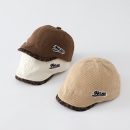 Leopard-patterned brimmed children's hat, boys' beret, autumn corduroy boy's fedora, autumn style ba
