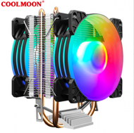 Others - 酷月CPU散熱器雙銅管9cm立式靜音AMD115X台式電腦熱管散熱CPU風扇（P2魔月版 雙銅管雙風扇）