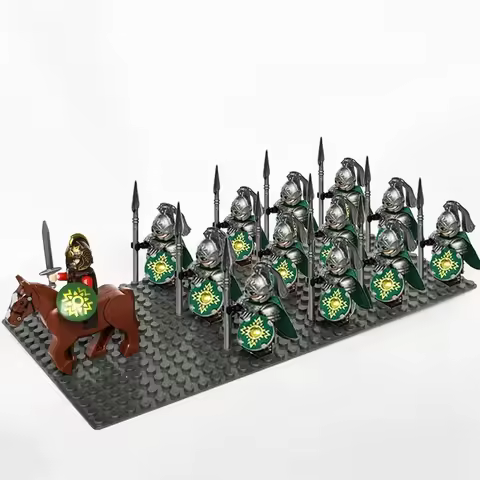 13Pcs Mini Gondor Battle Spearman Body Gurad Infantry VS Roman Solider Eomer Rohan Warriorr Figures 