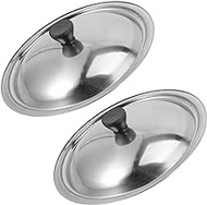 PRETYZOOM Stainless Steel Pot Lid, 2pcs Universal Pans Pots Lid Cover Replacement Frying Pan Cover Cast Iron Skillet Lids Cookware Lid with Knob Handle for Home Kitchen 26cm