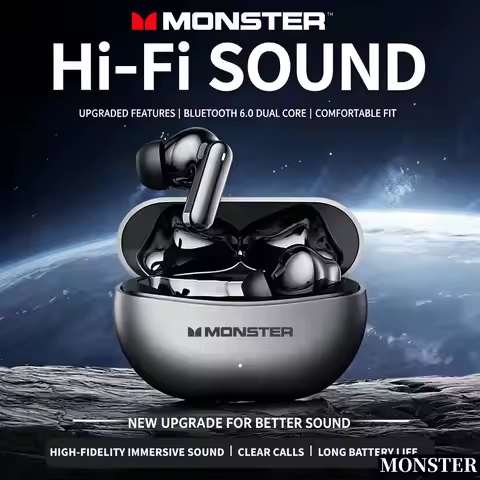Monster ANC Noise Reduction Earphones Wireless Bluetooth HIFI Surround Sound Sport Earburd Long Endu