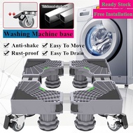 Movable Washing Machine Rack Move Fridge Stand Adjustable Length With Lock Wheels Universal Pad Base Bracket Roller Moving Casters Refrigerator Bracket Furniture Mover Tool UYV7