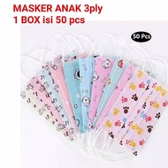 masker anak medis 3ply disposable masker earloop 1box 50pcs