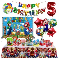 Super Mario Bros Children's Birthday Party Decoration Boy Girl Party Accessory Supplies Game Anime Figure Plate Cup Tableware