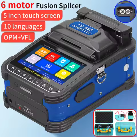 COMPTYCO FS-60F Fiber Optic Fusion Splicer Machine FTTH 6 Motors 10 Languages Fiber Core Hot Melt Ma