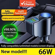4 in 1 66W Car Charger Super Fast Charging Socket Splitter USB Type-C Car Charger Voltage Digital Di