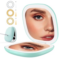 Makeup Mirror With Led Light Mini Compact Mirror 1X/5X Magnified Pocket Mirror Rechargeable Desk Van