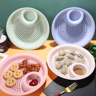 LXX 2-IN-1 Round Plate, Drain & Dumpling Sauce Divider