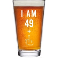 Gelid 49 + One Middle Finger 50th Birthday Gifts for Men Women Beer Glass – Funny 50 Year Old Presen