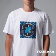 YAMATO聯名款 圓領白T-shirt  男武士與網球拍圖案 情侶裝 短袖