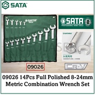 SATA 09026 14Pcs Full Polished 8-24mm Metric Combination Wrench Set