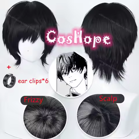 Yoshida Hirofumi Cosplay Wig 35cm Short Black Wig Cosplay Anime Cosplay Wigs Heat Resistant Syntheti