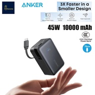 PowerBank Anker Nano A1638, 45W 10000mAh with 2.3 ft Retractable Cable Compact Travel Essential Phon