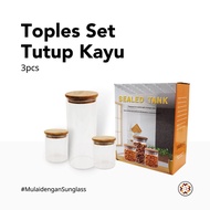 Sunglass Toples Set 3pcs Toples Kue Kekinian Tutup Kayu /toples tutp kayu/toples makanan/toples