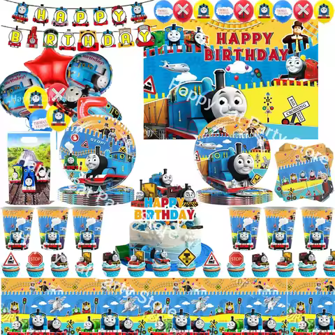 Thomas The Train Birthday Party Decor Thomas Tableware Tablecloth Plate Cup Balloon Baby Shower Kids