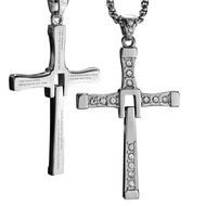 Jesus INRI Crucifix Saint St. Cross Pendant Necklace for Men Stainless Steel Religious Jewelry Rolo 
