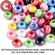 16 PCS LARGE HOLE DONUT BEADS AB 13.5x8x8.5mm hole 5.5mm