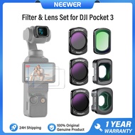 NEEWER ชุดฟิลเตอร์พร้อมเลนส์มุมกว้าง 0.75X และเลนส์มาโคร 2X สำหรับ DJI Pocket 3 สีดำ ฟิลเตอร์กระจายแ