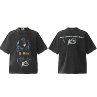 GUOGUO Eminem Eminem 8mile Eight Mile Limited Retro Washed Distressed Short-Sleeved T-Shirt