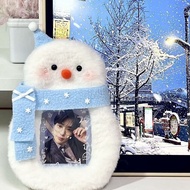 【huanxiangzaowu001.my】 卡通可爱雪人毛绒立得卡套爱豆小卡保护套追星饭卡展示照片挂件Cartoon cute snowman plush st card set love bean