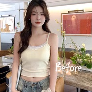 Women's Two-Piece Lace-Up Bra Slim-Fit Sleeveless T-Shirt Multipurpose Vest BF