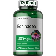 Horbäach Echinacea Extract Capsules 1300mg | 300 Count | Vegan,, Gluten Free Supplement