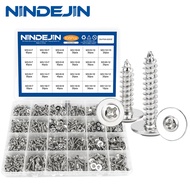 NINDEJIN Round Head Screw Set with Washer M3 M3.5 M4 Pan Head Phillips Self Tapping Screw Assortment Kit