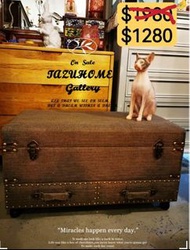 出口歐洲法式復古Vintage輕奢簡約型格工業風格布藝多功能實用帶收納功能儲物凳，換鞋凳，也可做茶几，腳踏，床尾凳，非常實用又有型 80L X 40D X 43H CM