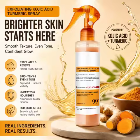 200ML Exfoliating Kojic Acid Turmeric Spray Body Foot Skin Spray Smoothing Rough Texture Hydrating R