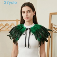 YOLO Feather Shawl, Adjustable Luxury Feather Shrug Shawl, Fashion Punk Retro Gothic Shoulder Fake C